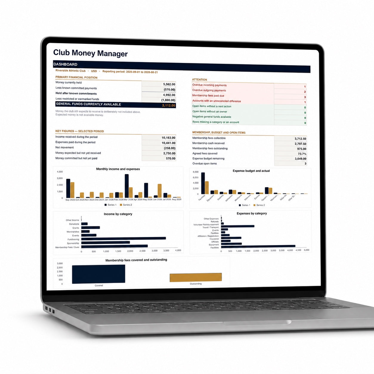 Club Money Manager spreadsheet by ClubRelay